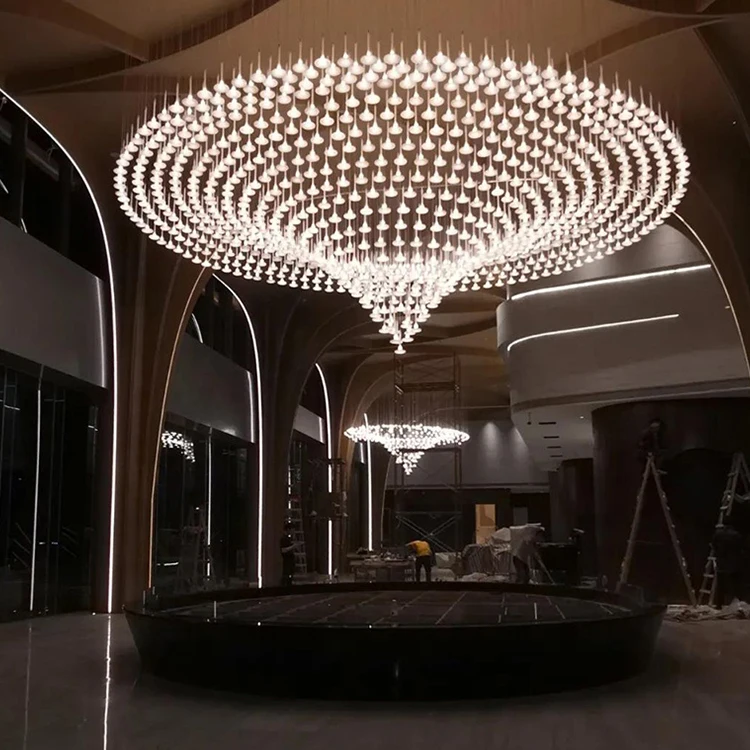 AMJ Nordic Style Big Hotel Hanging Large Living Room Wedding Long Led Modern Ceiling Luxury Chandelier