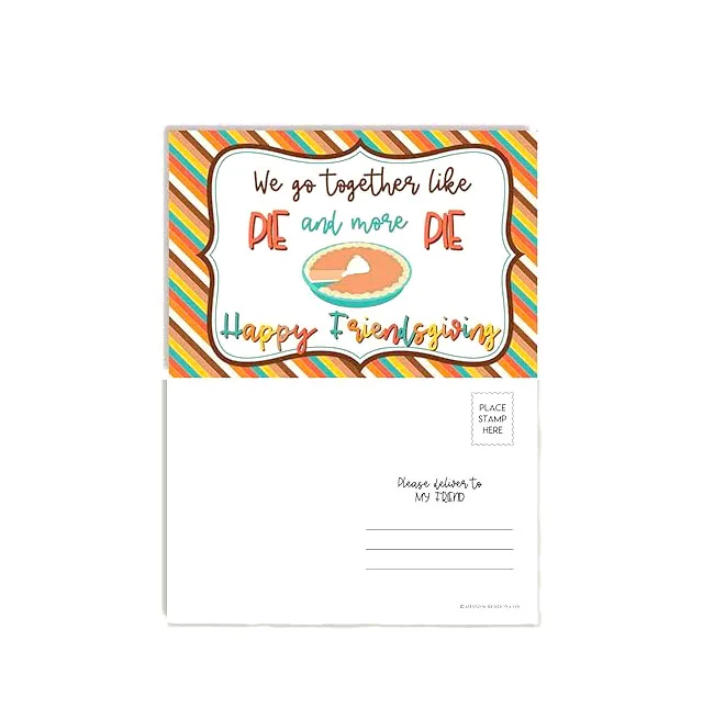 Pumpkin Pie Themed Happy Thanksgiving Cards With Friends Blank Postcards To Send To Friends & Family