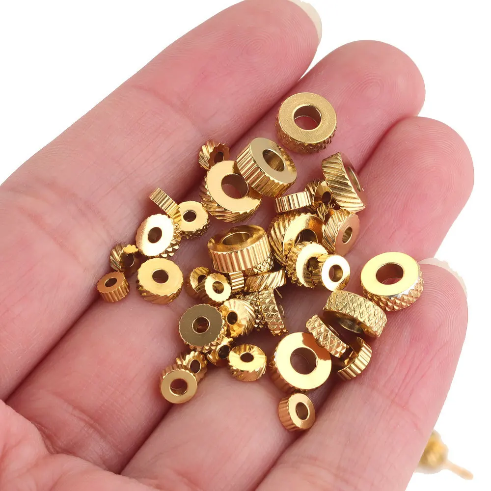 4/5/6/8 мм из нержавеющей стали текстура плоские бусины шестерни дисковый свободный Бисер для браслета «своими»