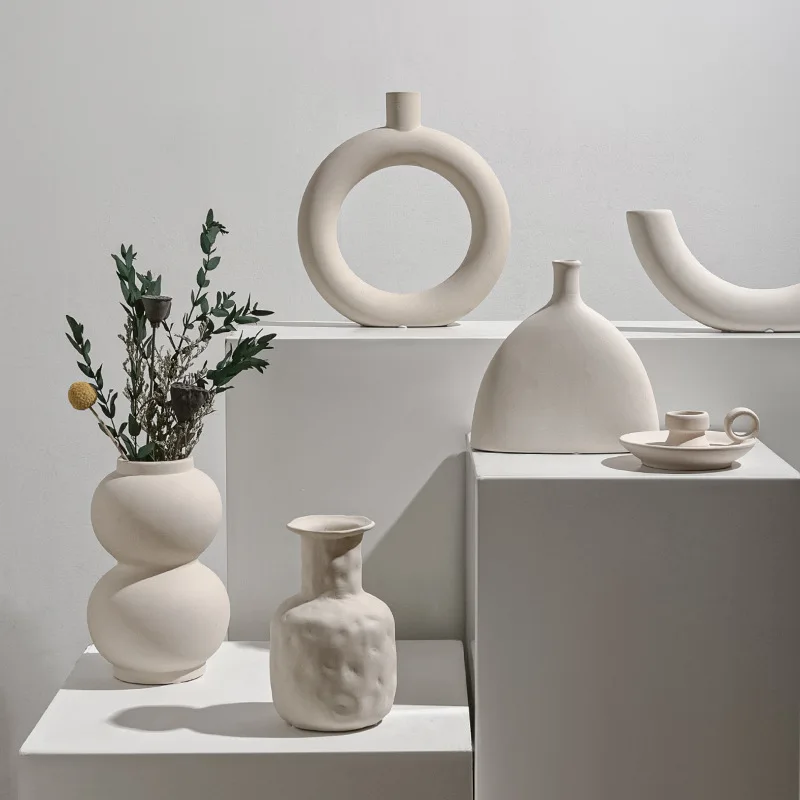 Geometric shaped ceramic vase in Bohemian style for home decoration, suitable for living room decoration vases