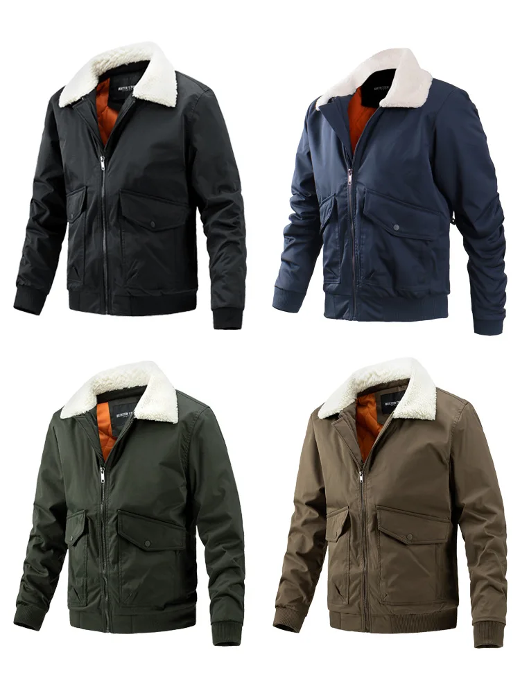 Куртка-Авиатор с воротником из искусственного меха зимняя новая мужская Тонкая хлопковая Повседневная рабочая одежда большого размера куртка-бомбер