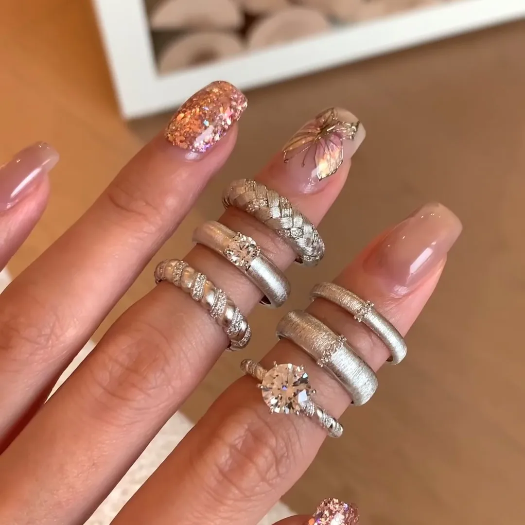 DAIHE 2025 High Quality New Unique Design Fashion Jewelry Matte Metal Zircon Ring For Women