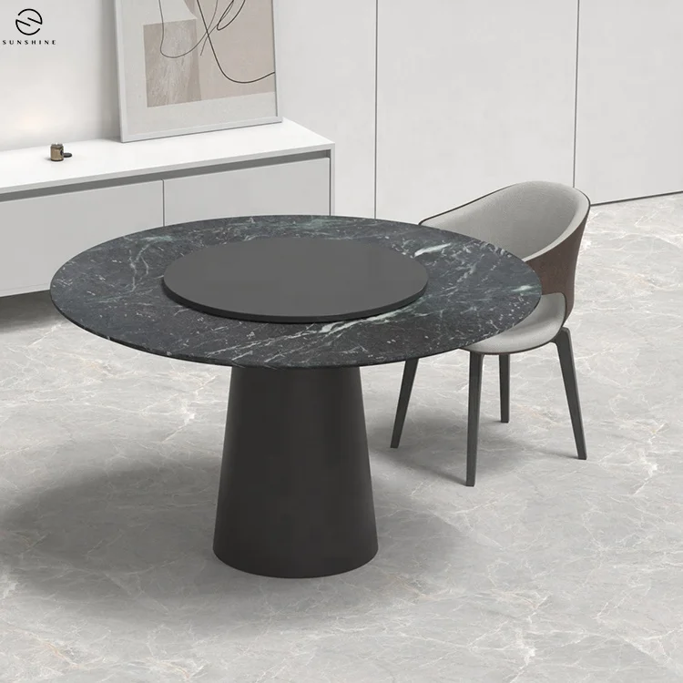 Italian Design Dining Table Dinning Room Kitchen Marble Furniture Round Luxury Dark Indian Green Lazy Susan Dinning Table Sets