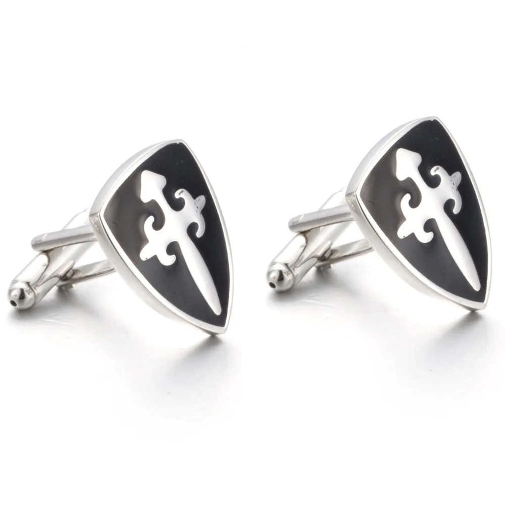 Рубашка в французском стиле из медного сплава, мужские Модные эмалированные черные роскошные запонки, запонки