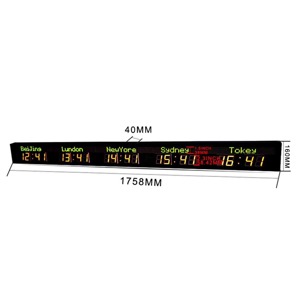 Zhong Xiaoxiao Brand 5 time zone clock Led Large Wall multi zone clock wall mounted world time zone wall clock