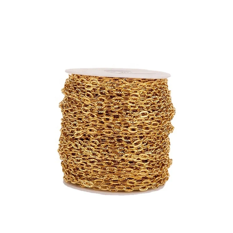 DIY jewelry stainless steel textured pattern link chain necklace bracelet selling in meter