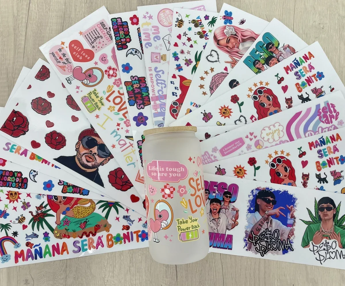 1000+ New Nice Custom Nurse UV DTF Cup Wrap Decal Sticker Uv dtf Cup Wraps Valentines for 16oz Libbey Glass wrap