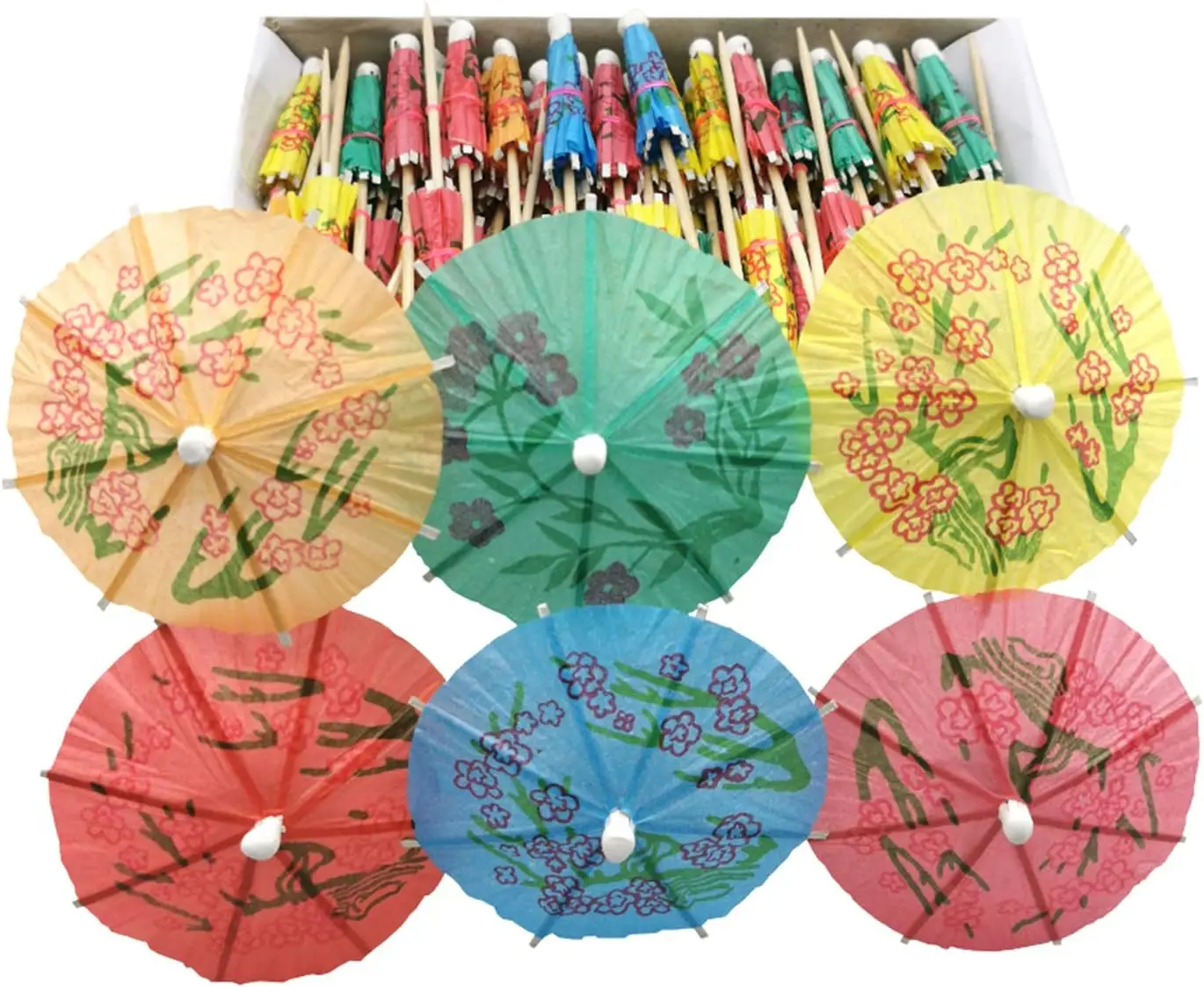 Disposable Cocktail Parasol Umbrella Sticks Wood Toothpicks