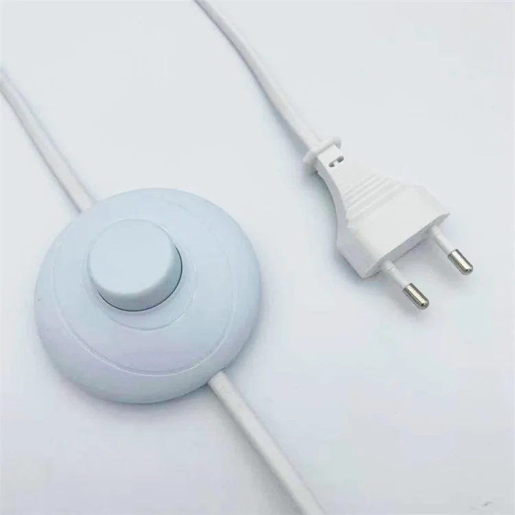AC Power Cord 1.8m On-off Switch Plug Wire 2pin EU Plug Cable Extension Cable Black White Line for LED Lamp Foot Pedal Switch