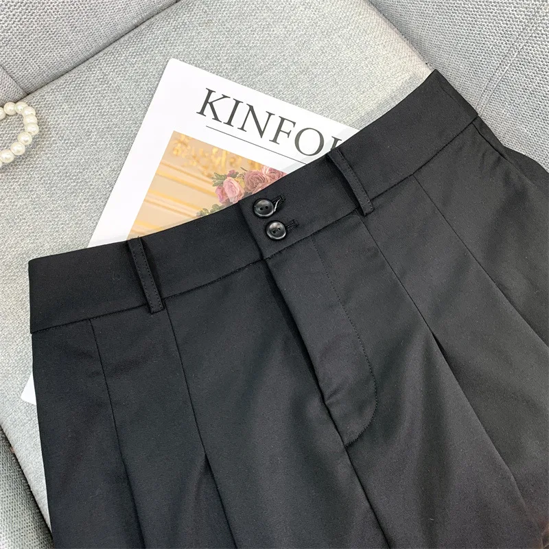 OUDINA 2022 New Stylish Summer Casual Low Waist Pleated Wide Skirt A-line Black Maxi Long Skirts