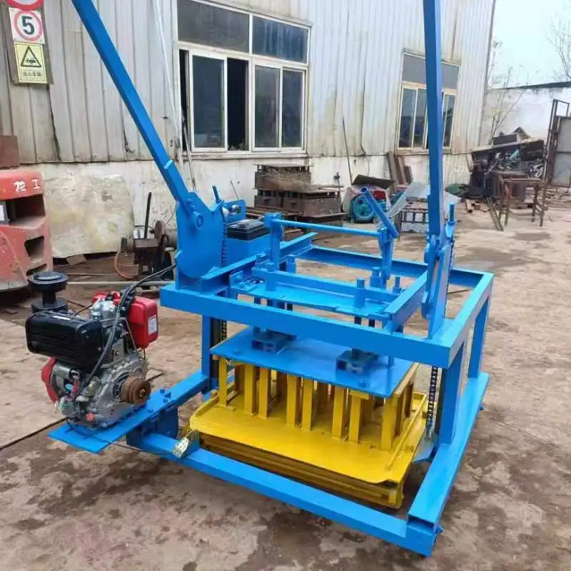 JUYOUMECH Movable Mobile Diesel Engine Egg Laying Concrete Hollow Block Making Machine with wheels