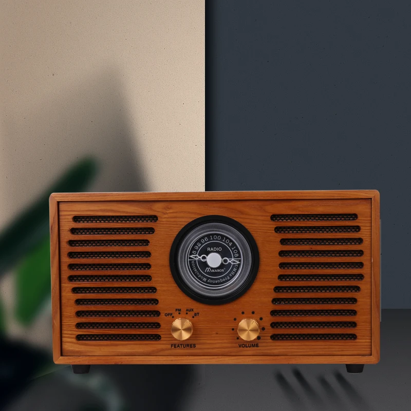 antique wooden stereo home radio with built-in speakers fm portable radio with bt