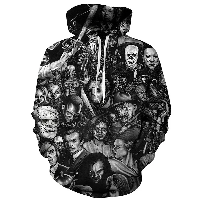 Digital Printing 3d Halloween Movie And Television Horror Killer Series Sweater Cosplay Hoodie