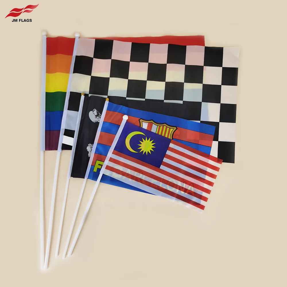 Wholesale Russia Hand Held Flags Hand Flag Decoration Polyester EURO CUP Russian Russia Stick Flags