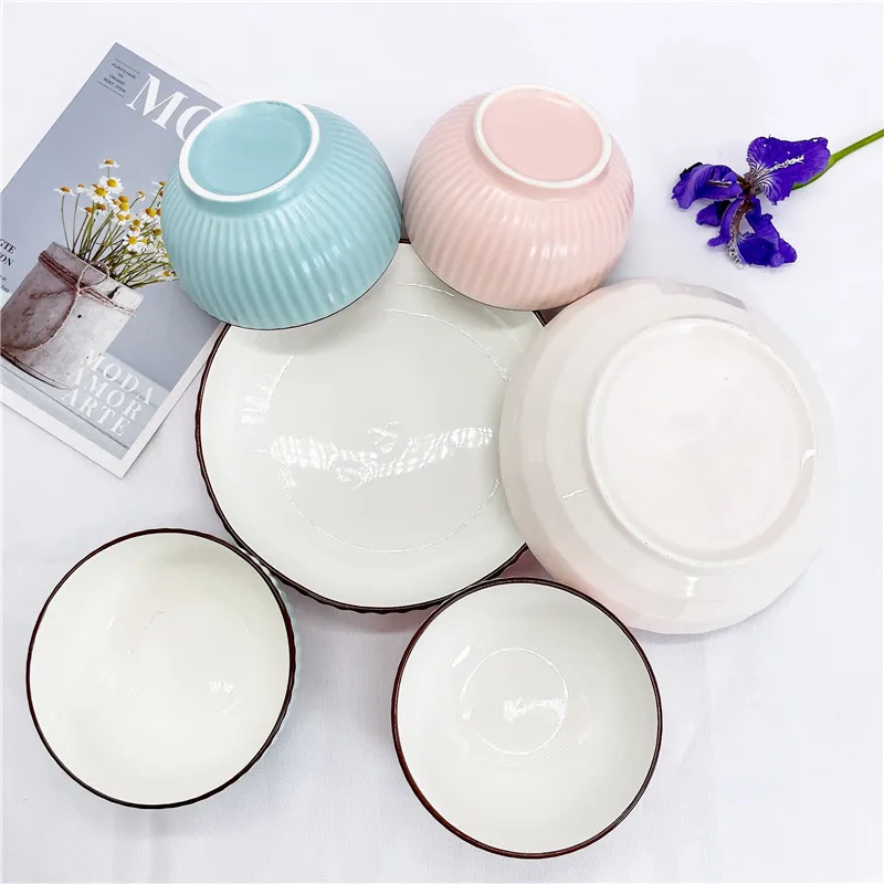 new arrival bowl set Kitchen plates and bowls  Western food plate soup bowl  High temperature resistant microwave oven