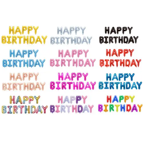 16 inch Happy Birthday Balloons Banner Balloon Bunting Party Decoration Inflating Decor Letter Foil Balloon Party