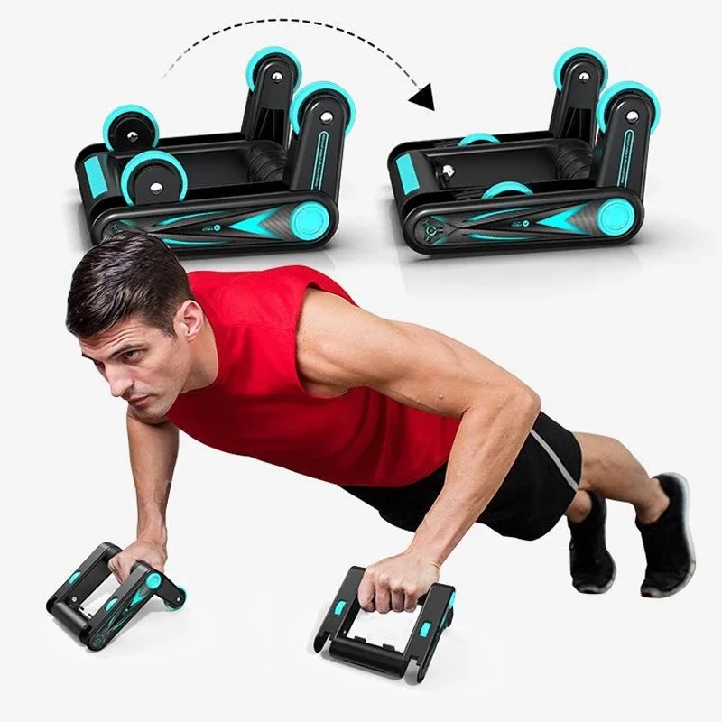 Ab Fitness Equipment Roller Wheel Push up Bars Core Strength Abdominal Trainers with Knee Pad and Resistance bands for Workout