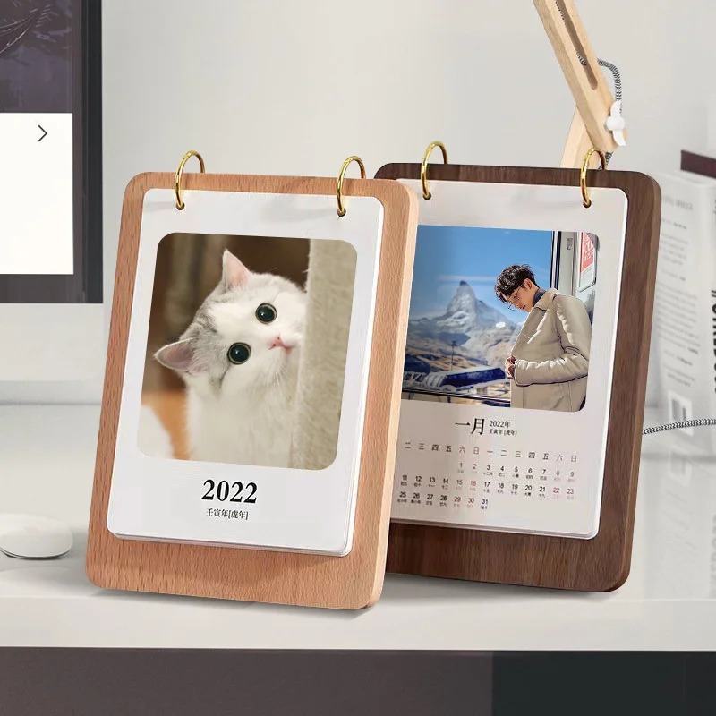 Wooden Desk Perpetual Calendar Table Decoration Desk Calendar Custom Desk Calendar