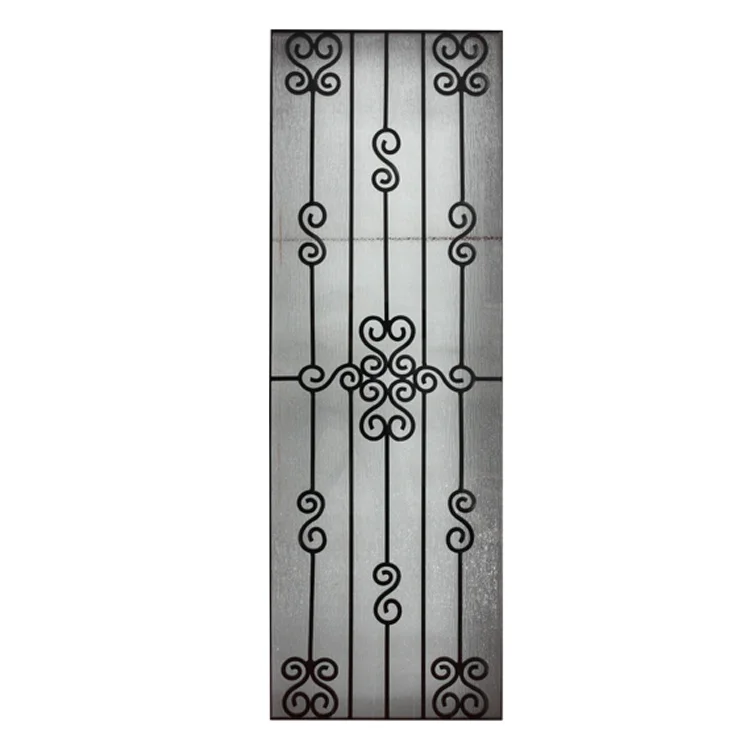 
New Design Black Images Double Tempered Palette Art Wrought Iron Door Glass 