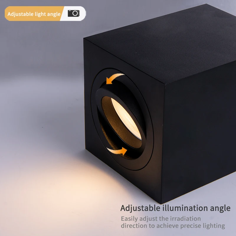 Surface Square 50w Downlights Indoor Dimmable COB Lights Pure Aluminium Led Gu10 Adjustable Ceiling Spot Light Surface Mounted