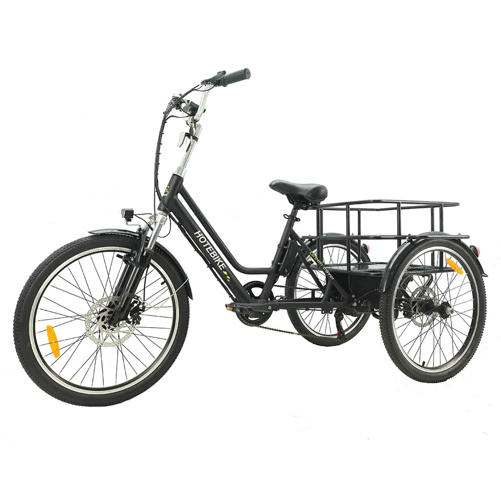 Disc Brake Electric Tricycle 24 Wheel Size Electric Cargo Bike 7 Speed Electric Cargo Tricycle 16AH Battery Electric Trike