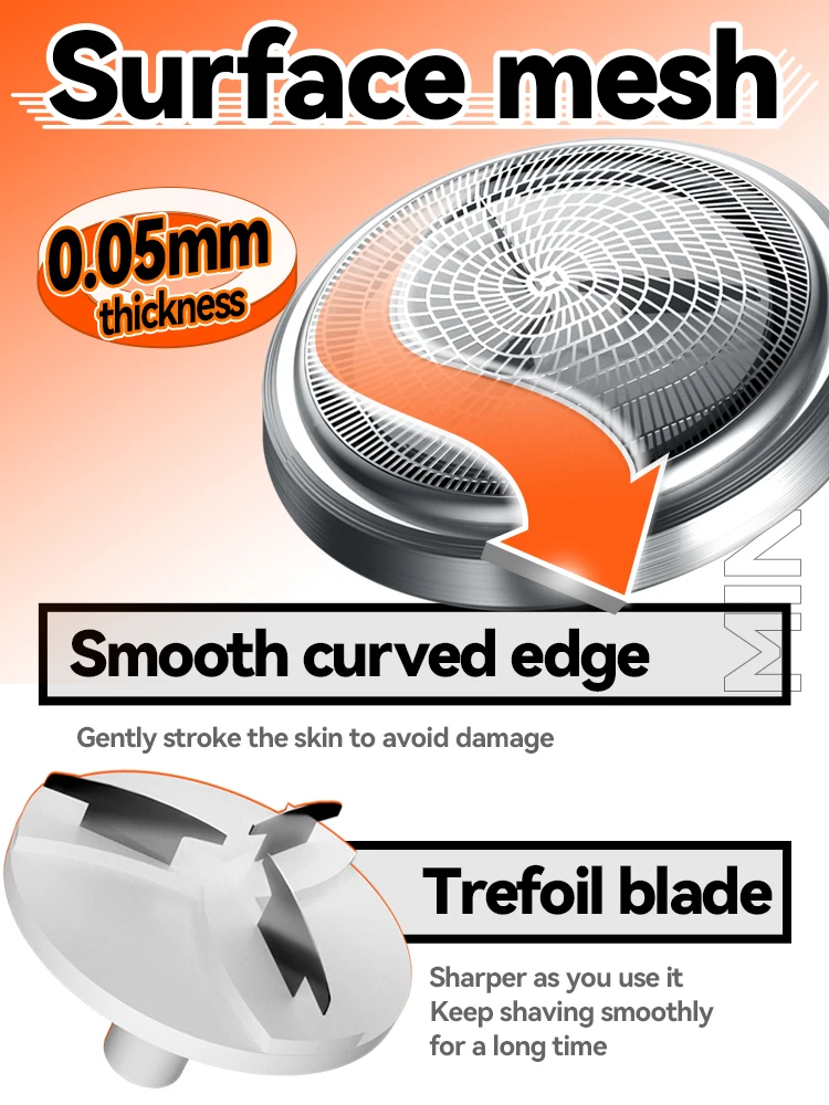 USB Charge Three Blades Beard Trimmer Electric Razor Portable Aluminum Alloy for Men USB Plug Male Face Type-c Household Female