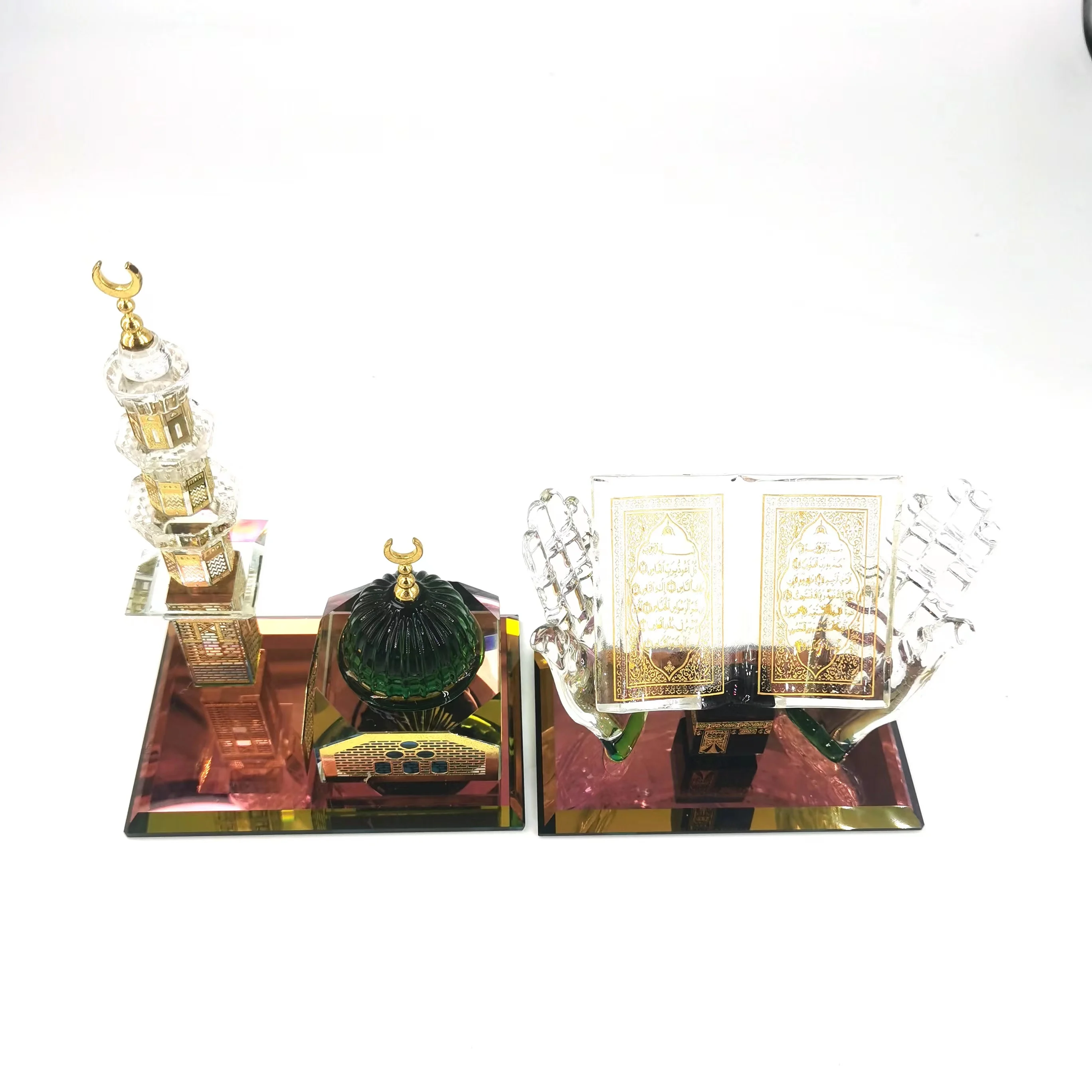 Factory Direct Sale Muslim Crystal Quran Book Decoration Custom logo Islamic souvenir tourist  gifts Crystal  gift