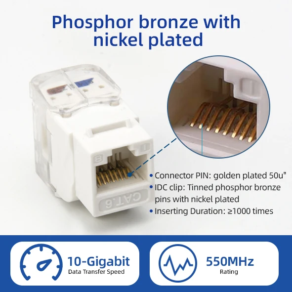 Network UTP Tool Free RJ45 8P8C Cat 6 Cat 6a Keystone Jack Toolless ethernet RJ45 modular jack Cat5e Cat6 Cat6a keystone jack