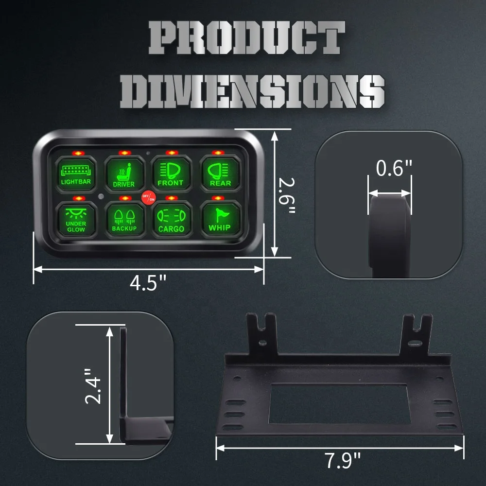 Universal 8 Gang Switch Panel Variable 7 Color Light Waterproof Circuit Control Relay System With Three Lighting Switching Modes