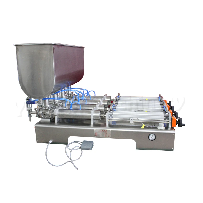 G4WGD Semi Automatic Pneumatic Heavy Thick Paste Viscous Bottle Filler Chocolate Honey Sesame Paste Filling Machine