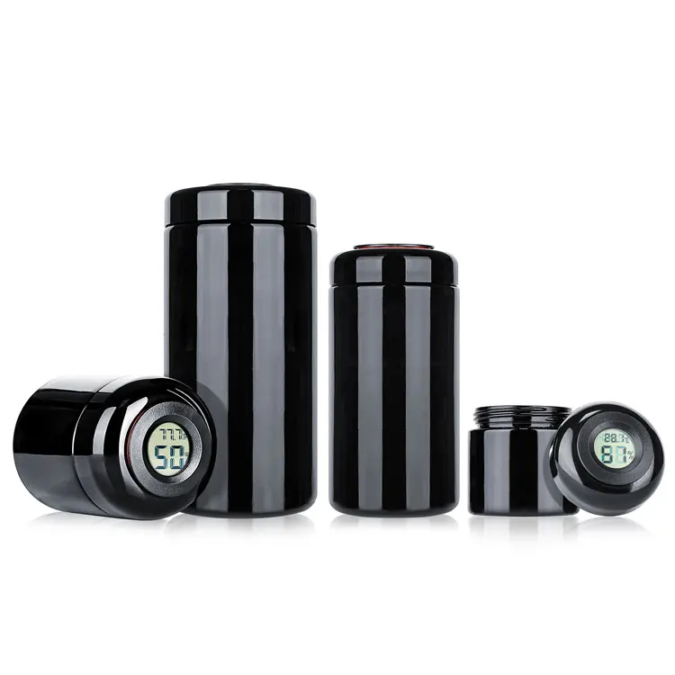 120ml 500ml 1000ml Custom Airtight Smell Proof Storage Container Child Resistant Dark Black Uv Glass Jar With Hygrometer Lids