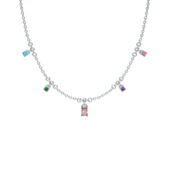 ROXI 925 Sterling Silver Fashion Long Necklace Jewelry Colorful Diamond CZ Gold Initial Necklace