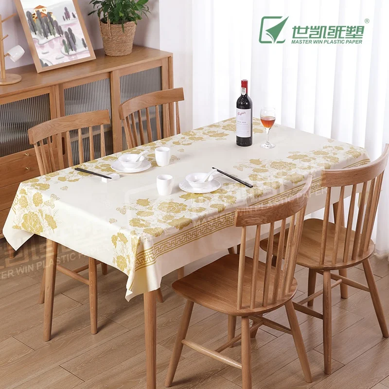 Disposable Plastic Circle Rectangle White Red Party Catering Bistro Supply Easter Round Food Table Cloth Cover Rolls For Outdoor