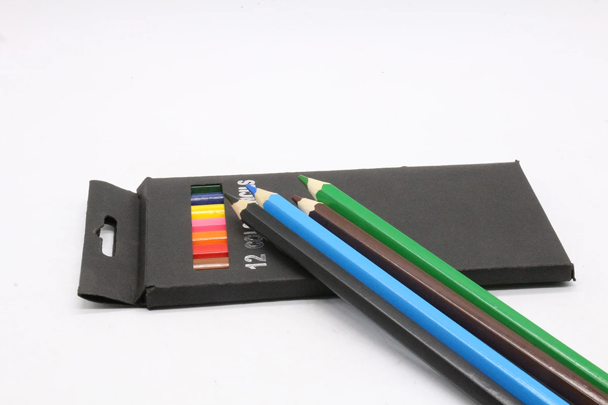 Factory wholesale Customized Wooden Colored Pencils set 12 Pack High Quality Wood Colored Pencils 12 colors
