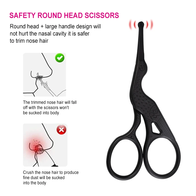 Professional Manicure Tool Stainless Steel Nose Hair Trimming Scissors Safety Blunt Scissor Round Tip Small Nose Hair Scissor