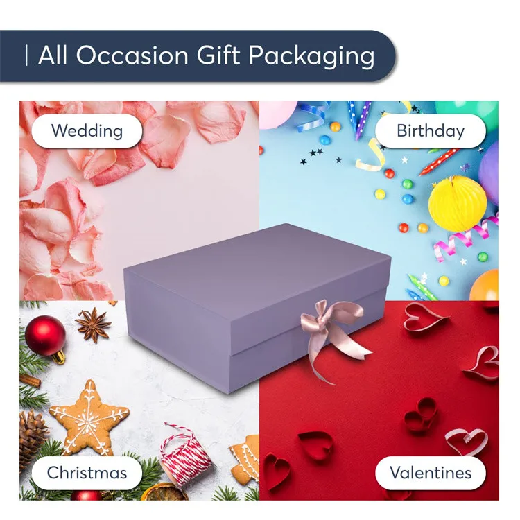 Luxury Collapsible Gift Paper Boxes with Magnetic Closure Matte Box with 2 Satin Ribbons for Wedding Christmas Valentines Day