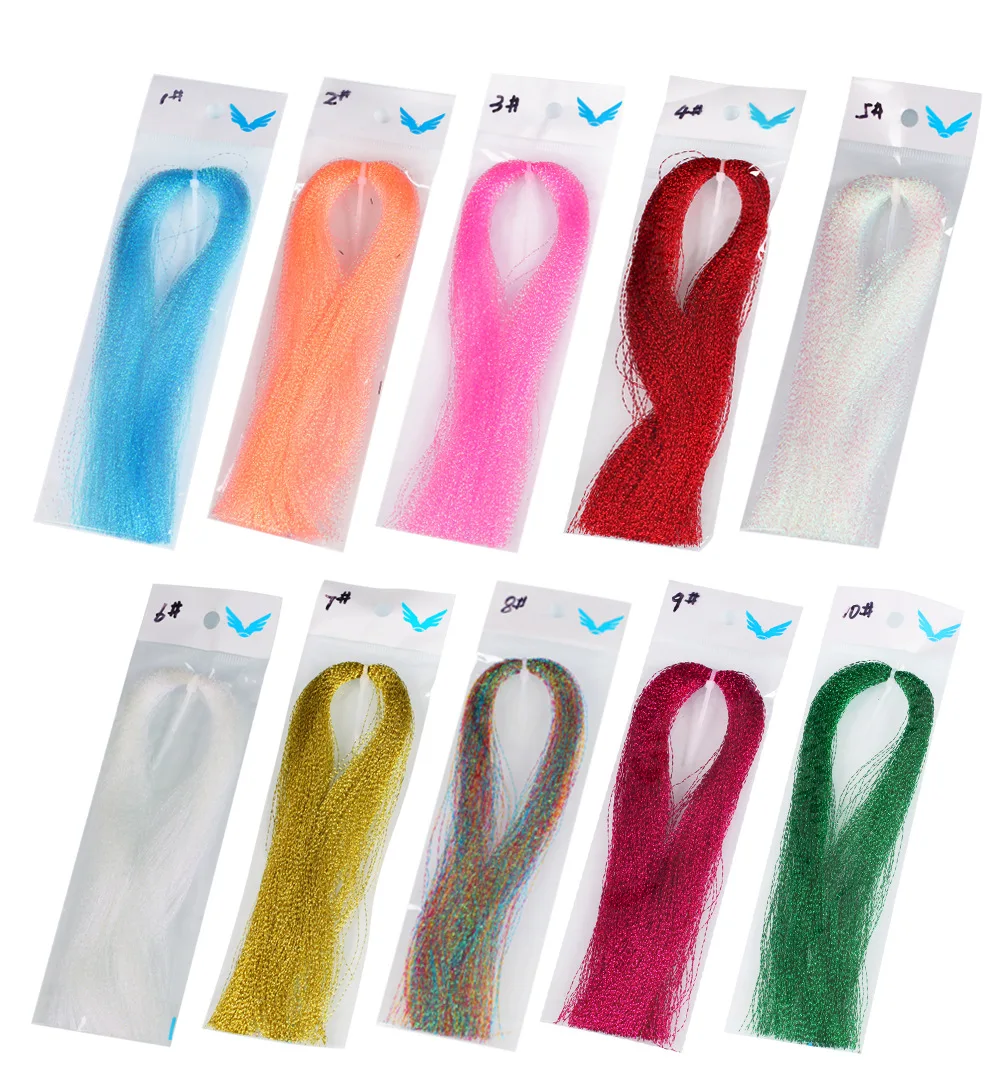 30color  35cm Bright Color Crystal Flash Tinsel Fly Fishing Reflective Filament Tinsel Fly Tying Material