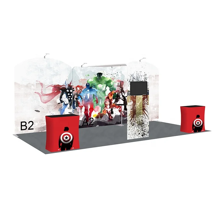 Portable Aluminium Frame Backlit Exhibition Trade Show Booth Wall Banner Stand Straight Backdrop Tension Fabric Pop up Display