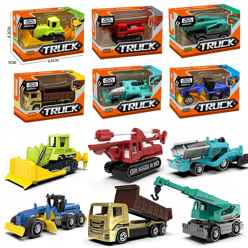 1:64 Scale Diecast Construction Engineering Vehicle Paver Toy Truck Crane Toy