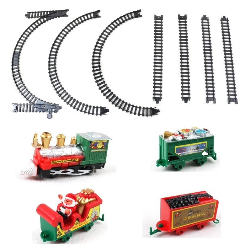 2024 Unisex Santa Railway Electric Car Track Set Plastic Race Train Tracks Rail Fast Cars Slot Toys for Kids 2-4 Years