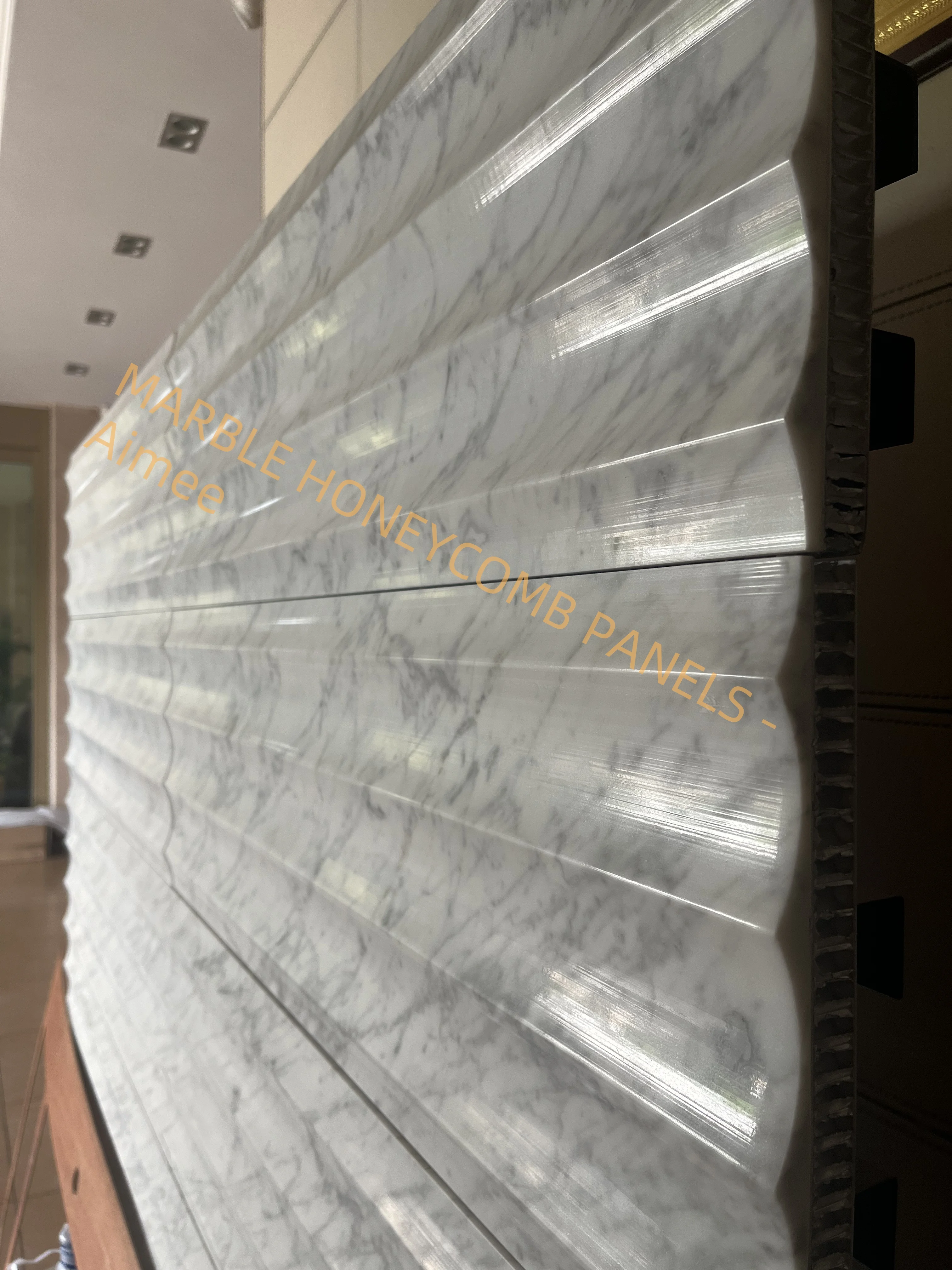 Carrara White Marble Stone Backed with Aluminum Honeycomb Thin Marble Panels for Wall Decoration