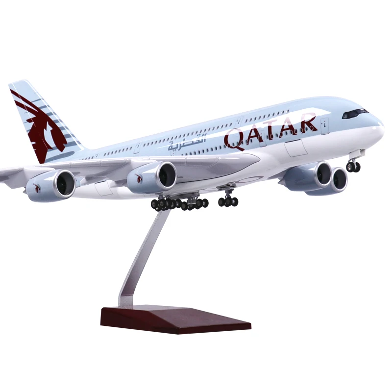 Factory Outlet 46cm Alloy Model Plane Qatar Airways 380 Die-cast Toy Airplane Model Toy for gift items ideas business gift