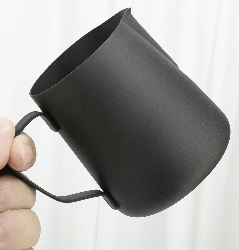 250-1500ml Black Teflon Espresso Milk Frothing Jug Stainless Steel Coffee Latte Steaming Mug Barista Milk Pouring Pitcher