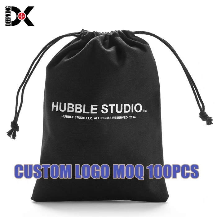 Custom Printed Logo White Canvas Pouch Bag Personalised Cotton Fabric Canvas Drawstring Pouch For Cosmetic Clothing Packaging
