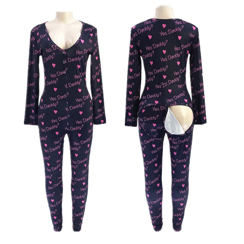 Custom plus size sexy p valley onesie wap onesie with butt flap long sleeve onesie for women with butt flap