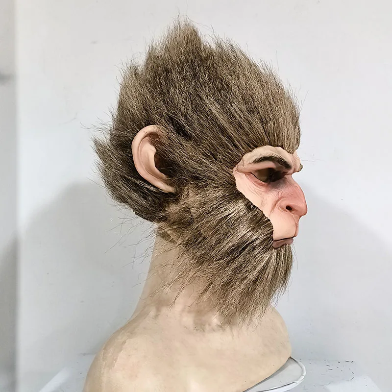 Full Headgear Halloween Mask Black Wukong Monkey Latex Cosplay Mask