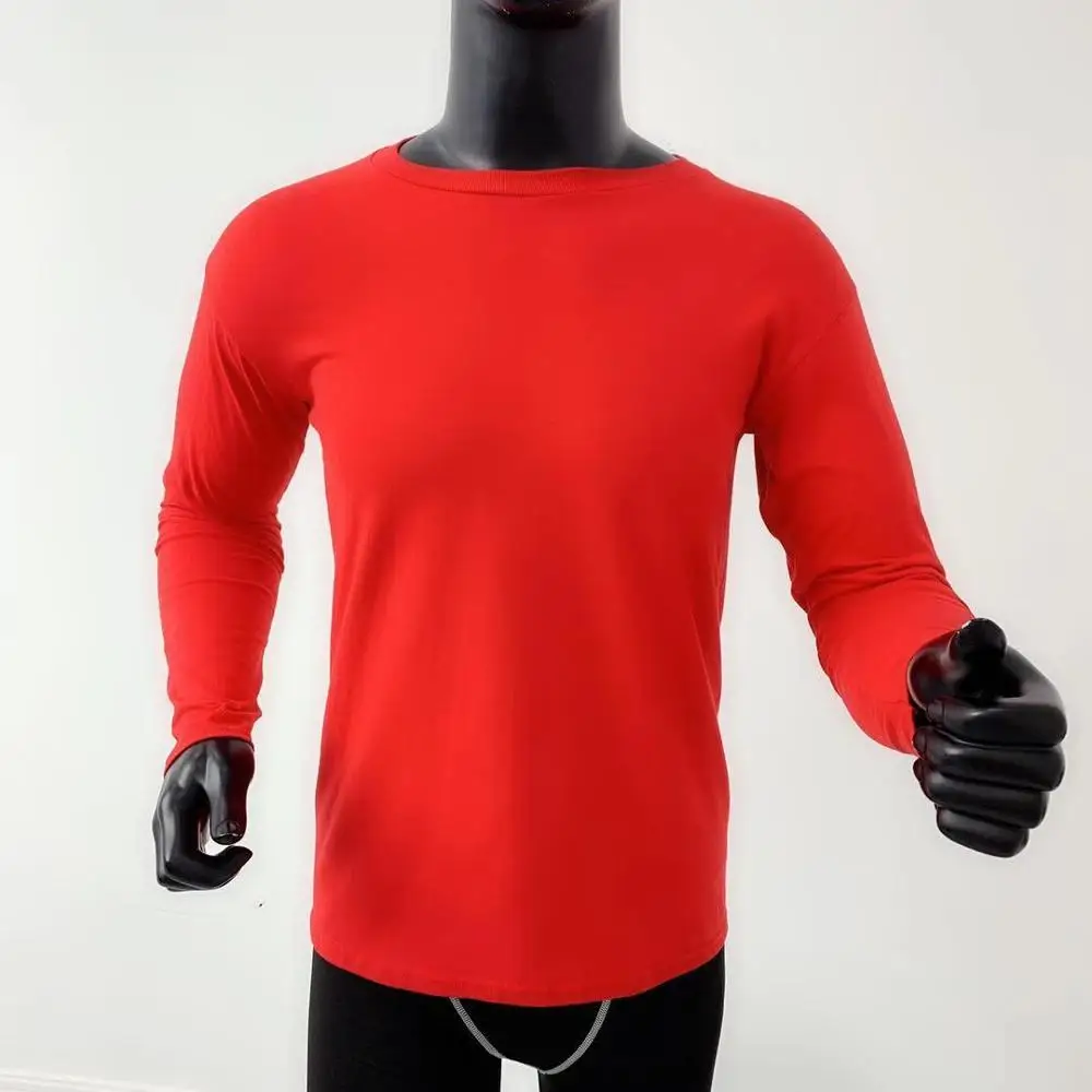 To INDIA Cheap 100% Cotton Round Collar Blank Long Sleeve Well-fitting Screen Printing Adult Men Manufacture Tshirt Solid