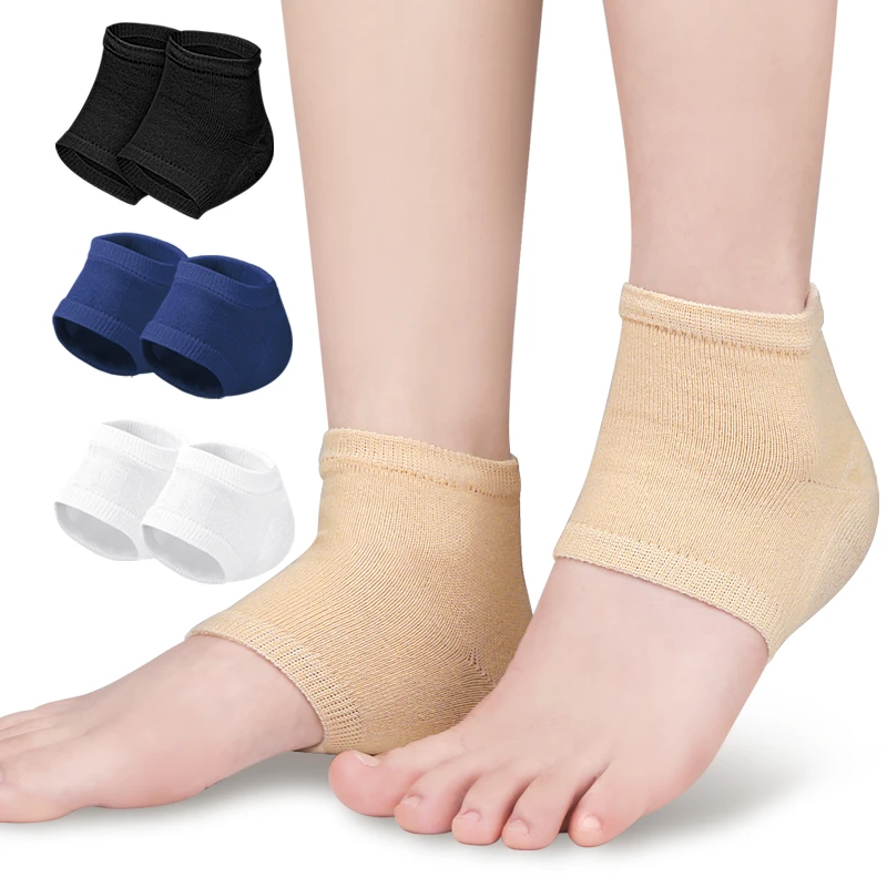 2 Sizes Heel Cushion Protector Socks Silica Heel Cups for Dry Cracked Spandex Comfort Moisturizing Heel Socks