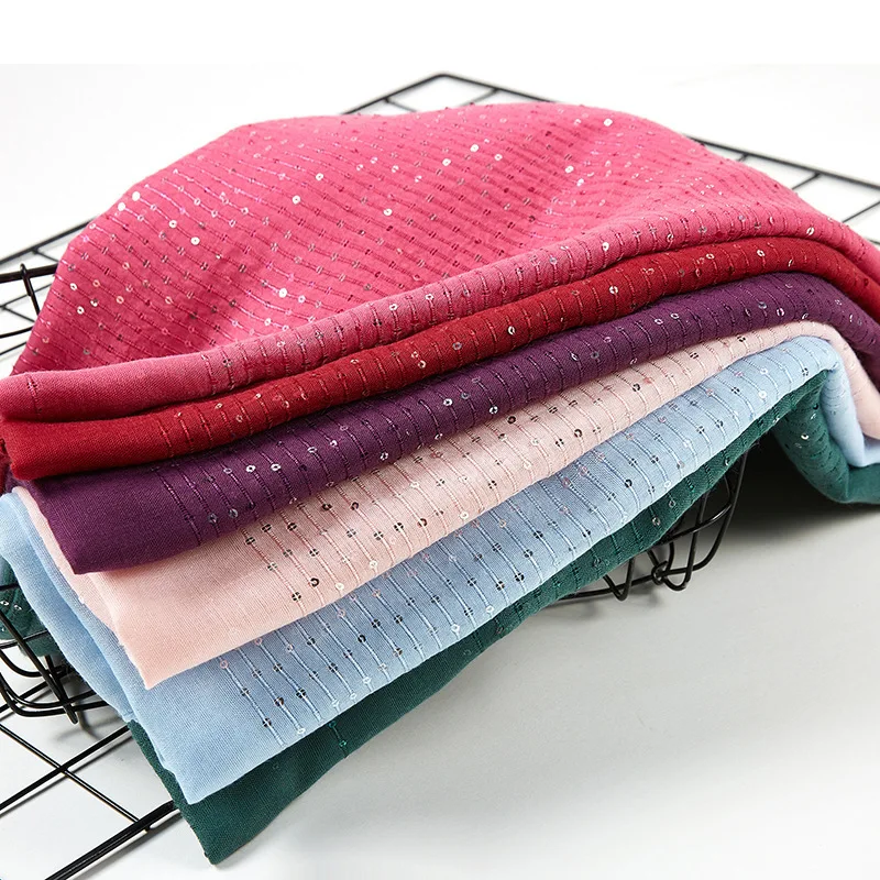 2021 Spring New Style Luxury Long Shawl Wraps Cotton Linen Sequin Muslim Women Hijab Scarf