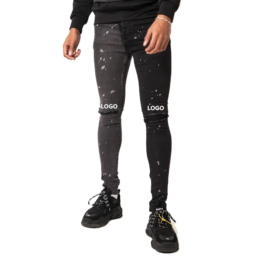 Two toned jens pant for man designer custom pantalones denim jeans hombre skinny distressed jeans men